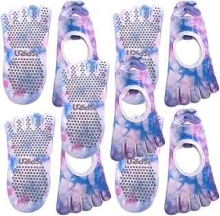 Pilates Yoga Socken Damen Buntezehensocken Anti-Rutsch-Socken Rutschfeste für Trampolin Gymnastik Fitness Krankenhaus Zuhause Stoppersocken 36-39