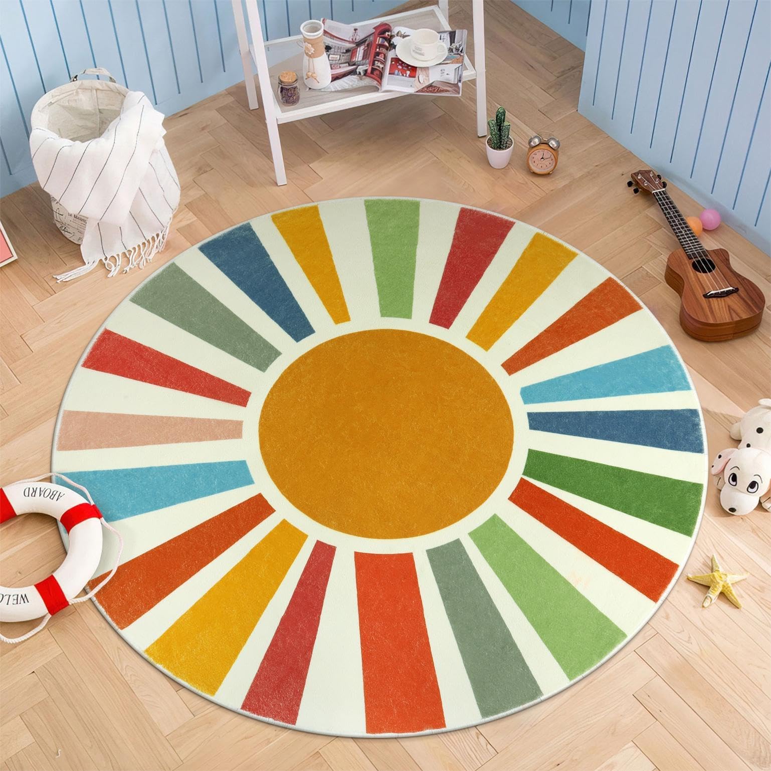 ABC Alphabet Round Rug for Kids Bedroom Play Mat Soft Plush