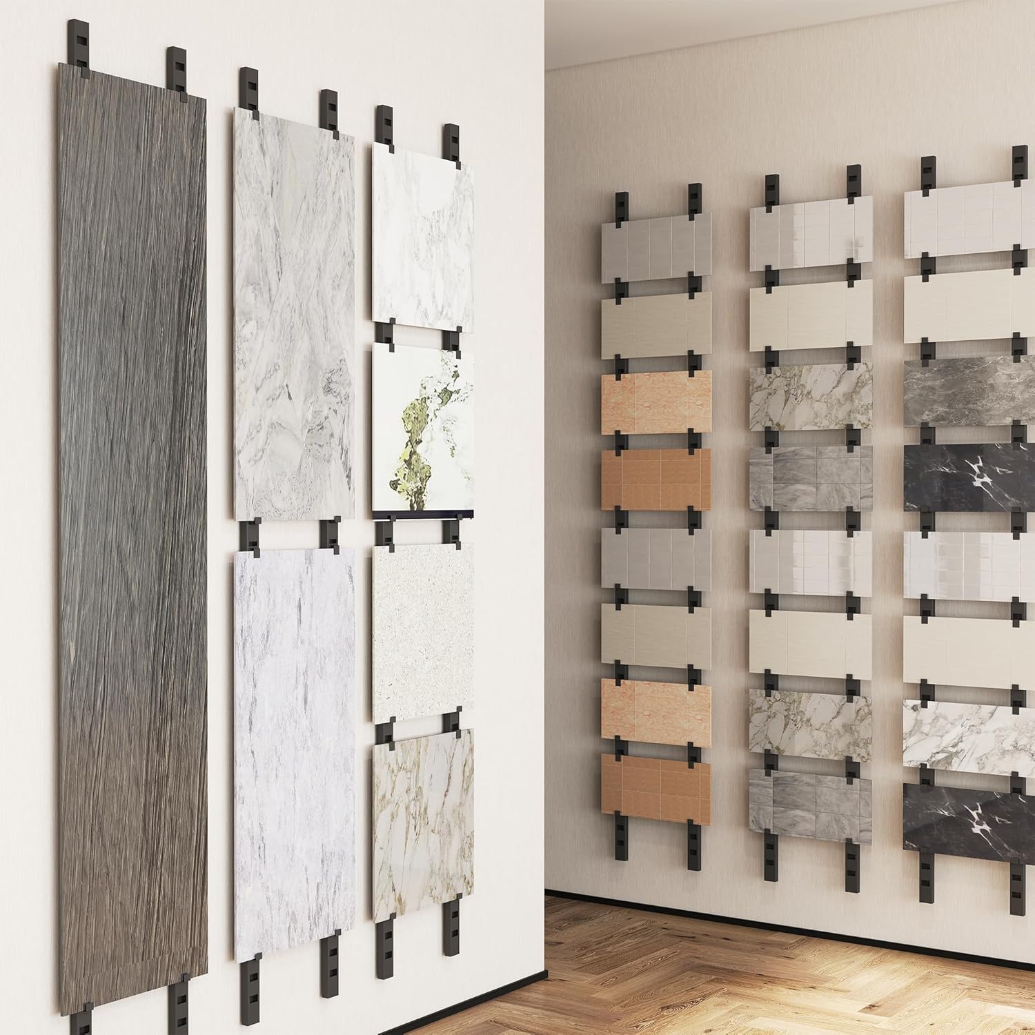 lukar Tile Board Display Rack, Wall Mounted Tile Display Rack, Tile Sample Organizer, Tile Display Stand for Retail Stores,Trade Show,Vendor Booth Display Items Large Format Tile Sample Storage