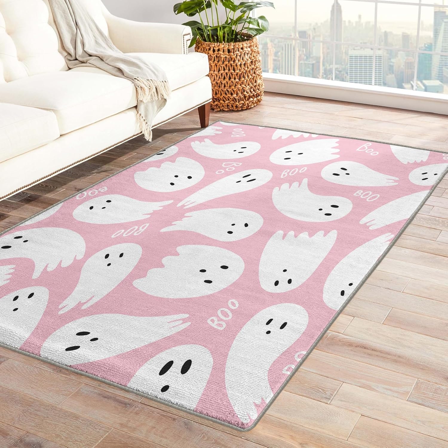 Ghost Rug 6x9 ft, Halloween Area Rug, Spooky Rugs for