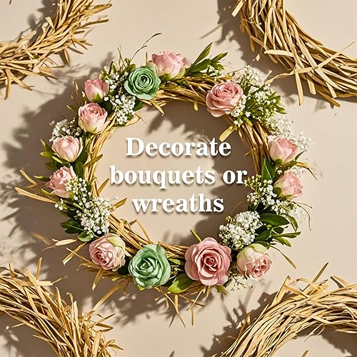 Miniatura 6 de Cinta de rafia natural de 5.29 oz  Pajita de rafia de Sukh para ramos de floristería, decoración de manualidades, cinta para envolver regalos,