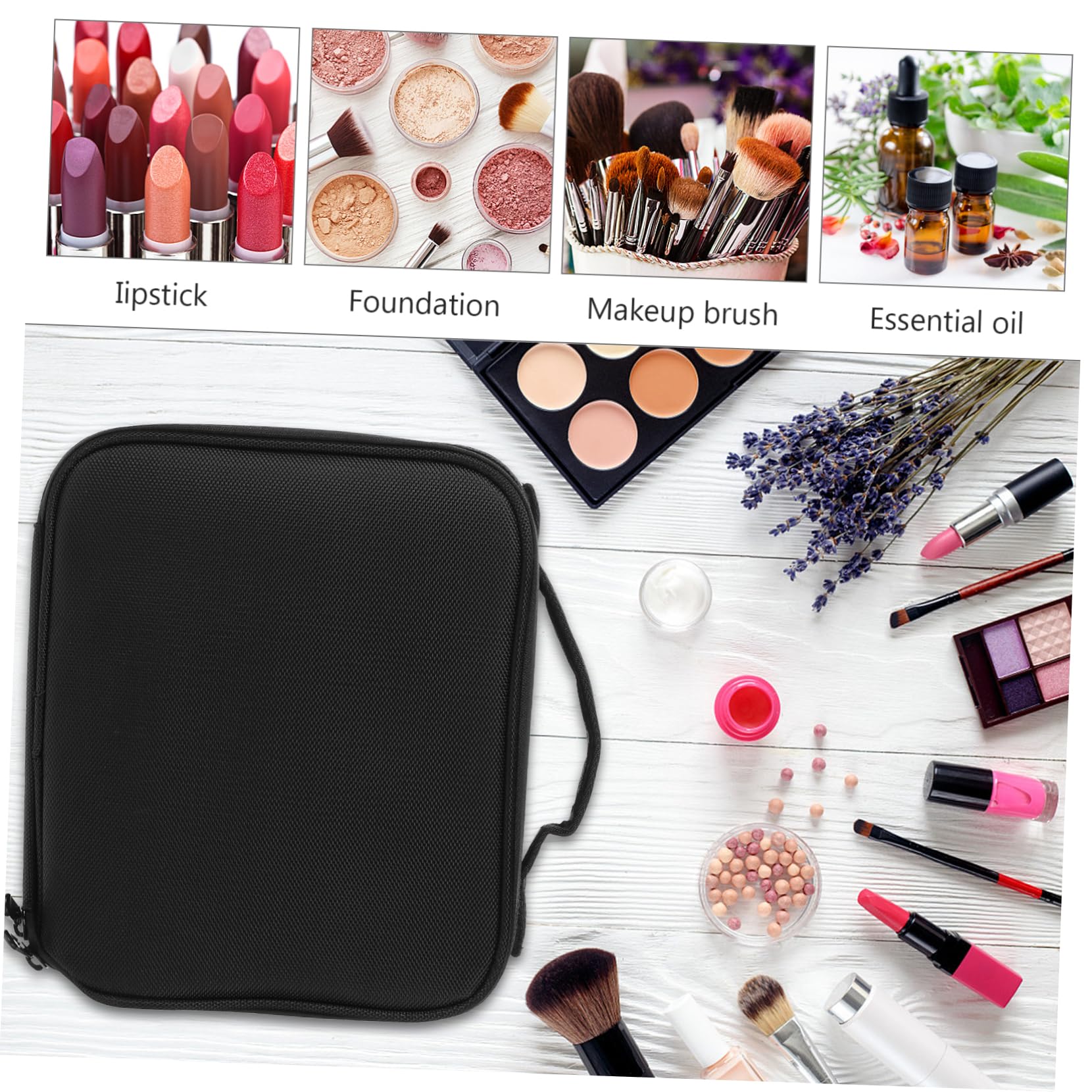 Neceser de Viaje Multicapa Asa, Bolsa Cosmética Portátil Negra de Nailon