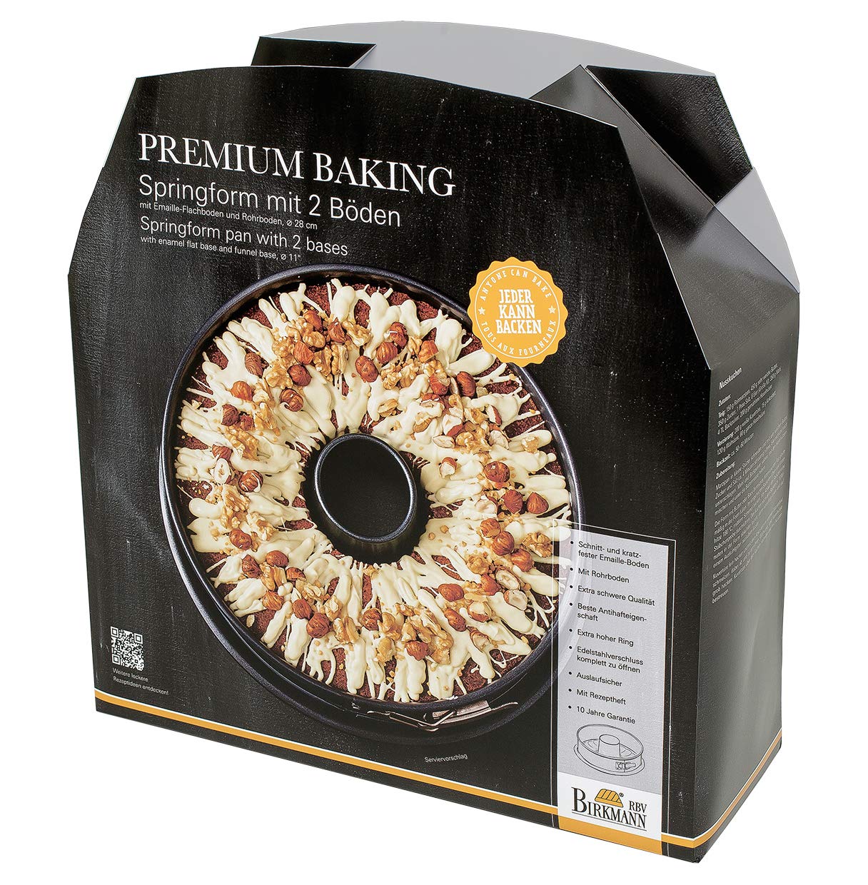 Birkmann, Premium Baking, Springform mit 2 Böden, Ø 28 cm, aus Karbonstahl, beste Antihaftbeschichtung, mit Edelstahlverschluss, PFOA-frei, hohe Materialstärke, mit extra hohem Rand; Höhe 9 cm, 882041