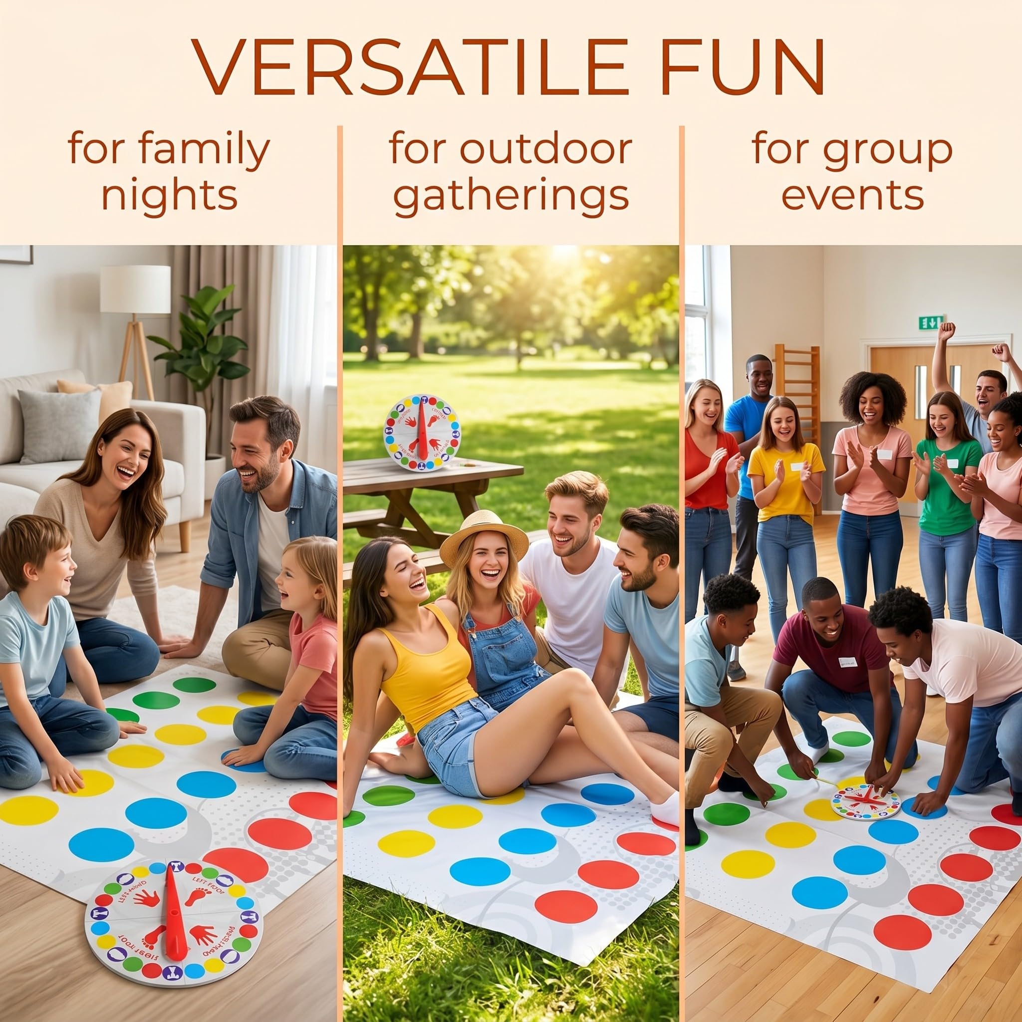 Juego Twister divertido, juego Twister para niños de 6 años en adelante, para 2 jugadores o más, diversión interactiva para toda la familia, juego de suelo Twister con tapete