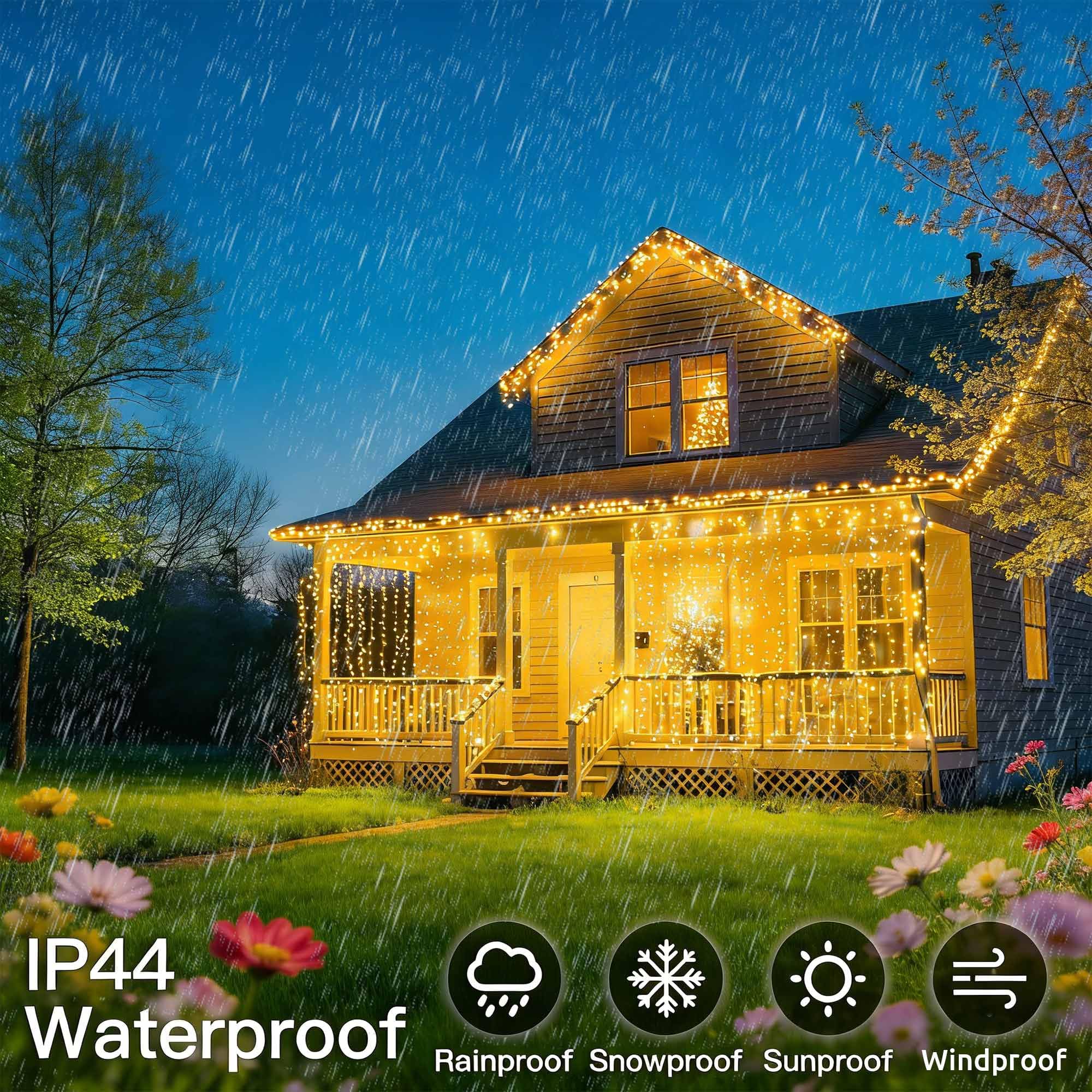Joycome 2 Stück Lichtervorhang Aussen, 6x3m 600 LED Lichterketten Vorhang mit Stecker, 8 Modi/Timer Lichterkette Hängend, Wasserdicht Lichtervorhang Außen für Wand Zimmer Balkon Party Decke (Warmweiß)