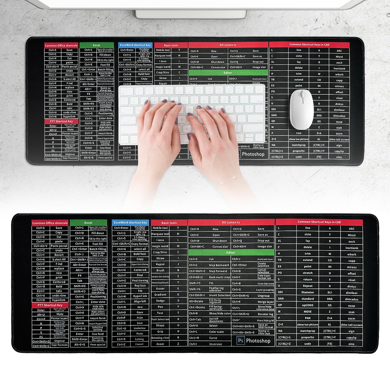 Quick Key Super Large Anti-Slip Keyboard Pad - with Office Software Shortcut Key Pattern,Upgraded Extended Large Rubber Base Mouse Smooth Cloth Mouse Pad Desk Mat (31.5 * 11.8In,3mm) (B0CJX6FJ64) Amazon Price History, Amazon Price Tracker