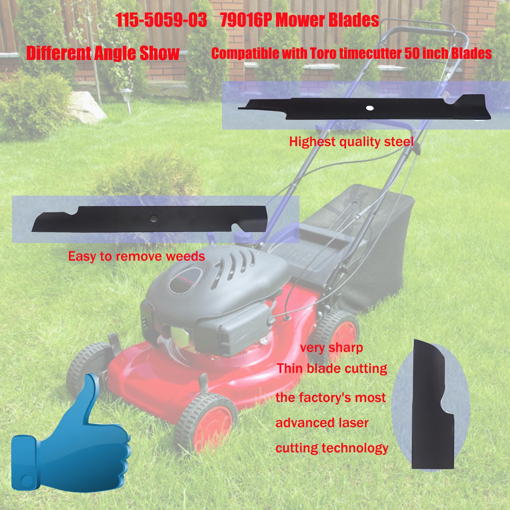 Amazon.com : 115-5059-03 79016P Mower Blades, Compatible with Toro
