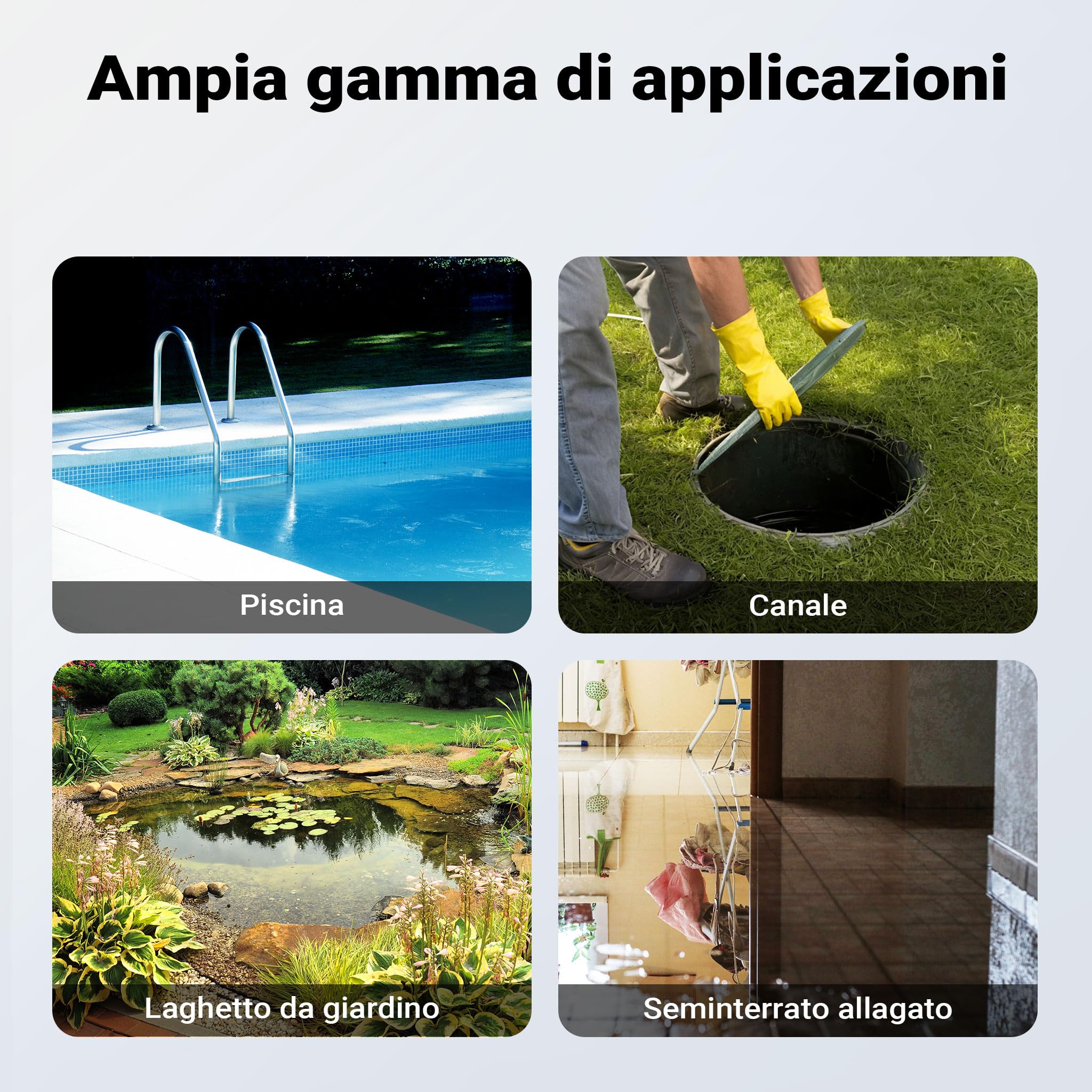 Wiltec Pompa sommersa 400 W, pompa per acque reflue con portata max 7000 l/h, pompa a immersione, prevalenza max 7 m