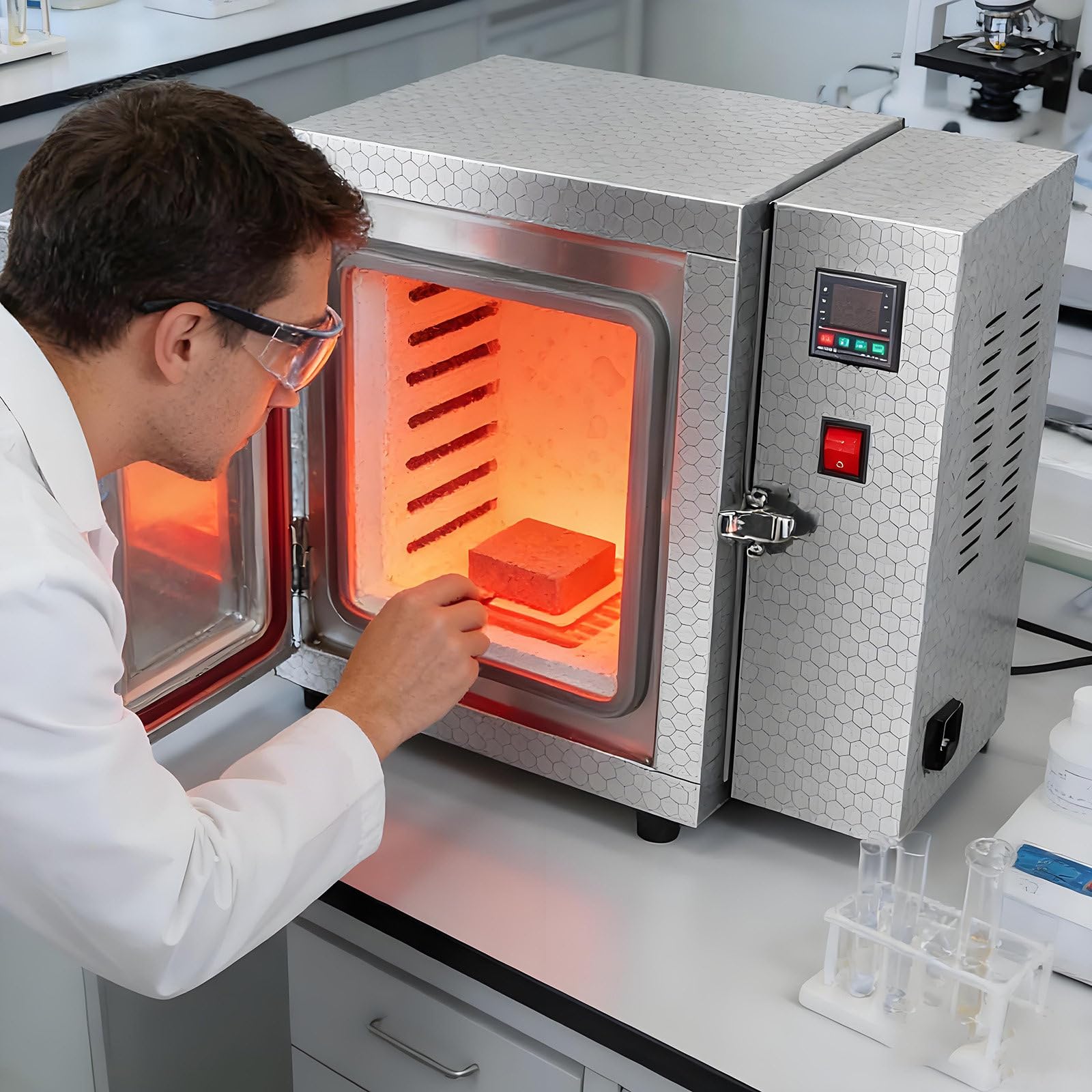 GUTYGIO 1500W High Temperature Metal Melting Furnace, 1500W Jewelry Casting Burnout Oven, Laboratory Muffle Furnace for Efficient Casting and Melting,Laboratory Kiln