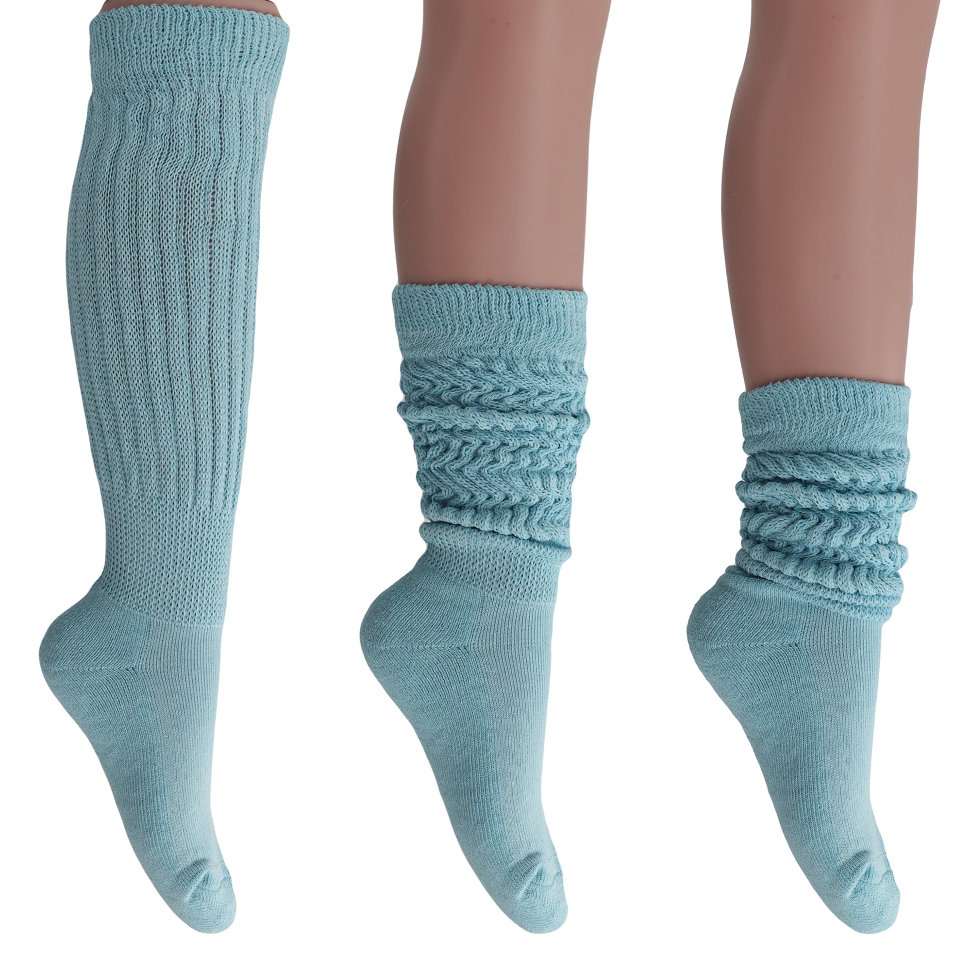 AWS/American Made Slouch Socks Cotton Scrunch Knee High Extra Long and Heavy Socks