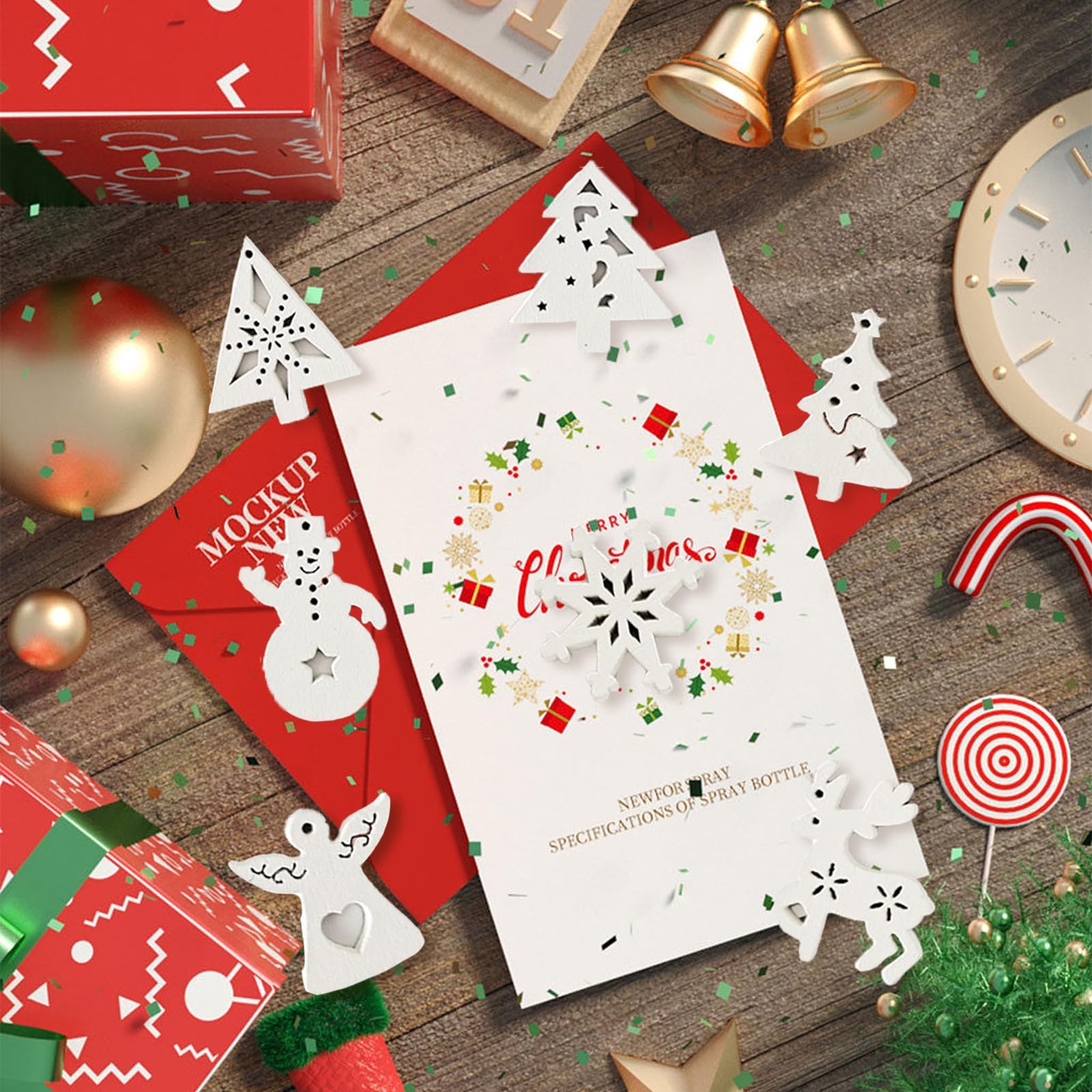 Lot De 100 Décorations De Noël En Bois - Pendentifs 3 Cm, 16 Formes (sapin, Flocon, Renne...), Pour Sapin, Bricolage, Déco Table