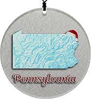 Vista 41 de Vermont Christmas Ornament - Winter Theme Featuring Snow, State Terrain Map and Santa Cap - 2025 Hanging Acrylic Disc Decoration For Tree - Unique