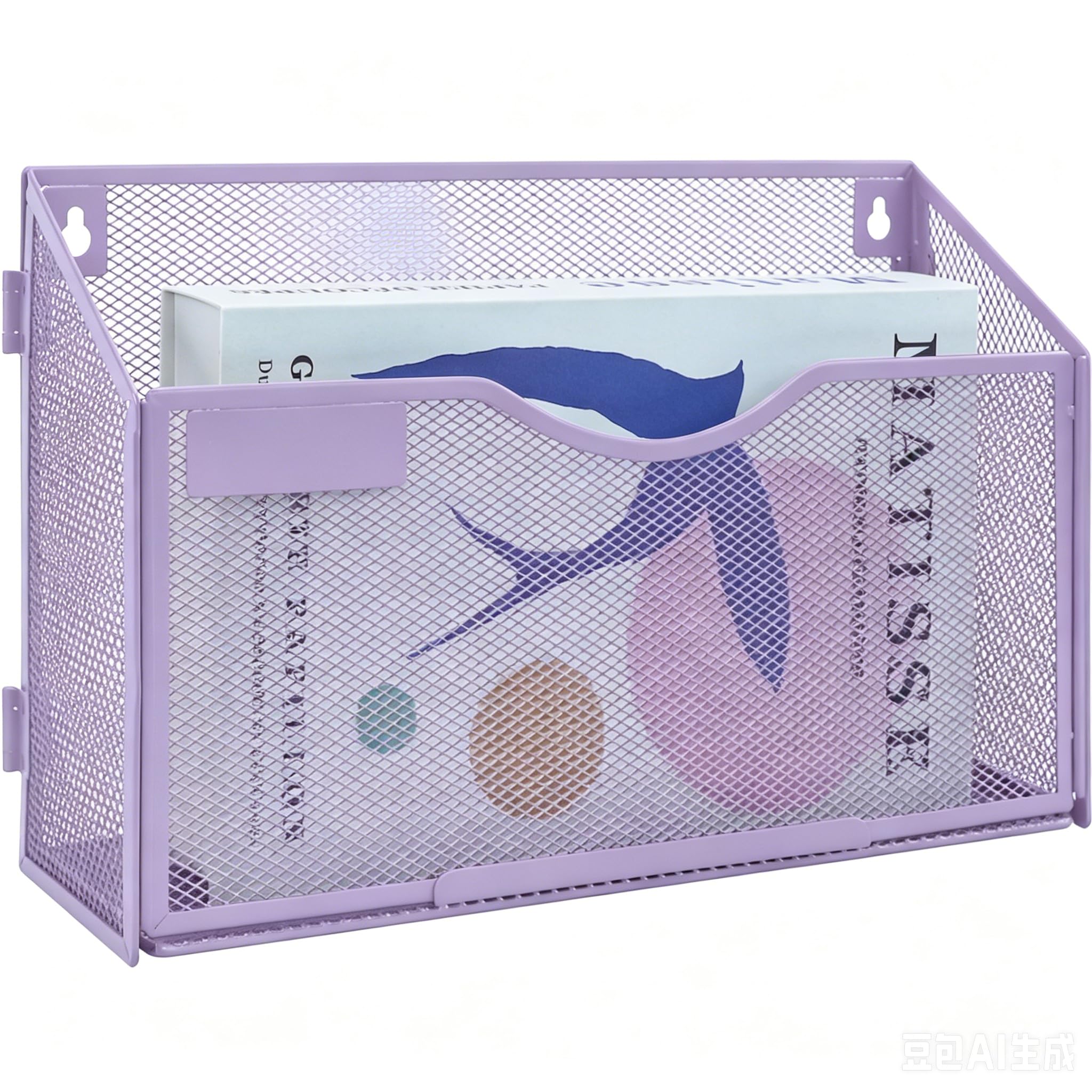 Hihobday 1 Tier-Purple 1 Tier A4 Mesh In Tray Hanging Wall File Holder Magazine Document Holder Mail Organiser Magazine Storage Rack,Durable Metal Mesh Filing Storage, Purple