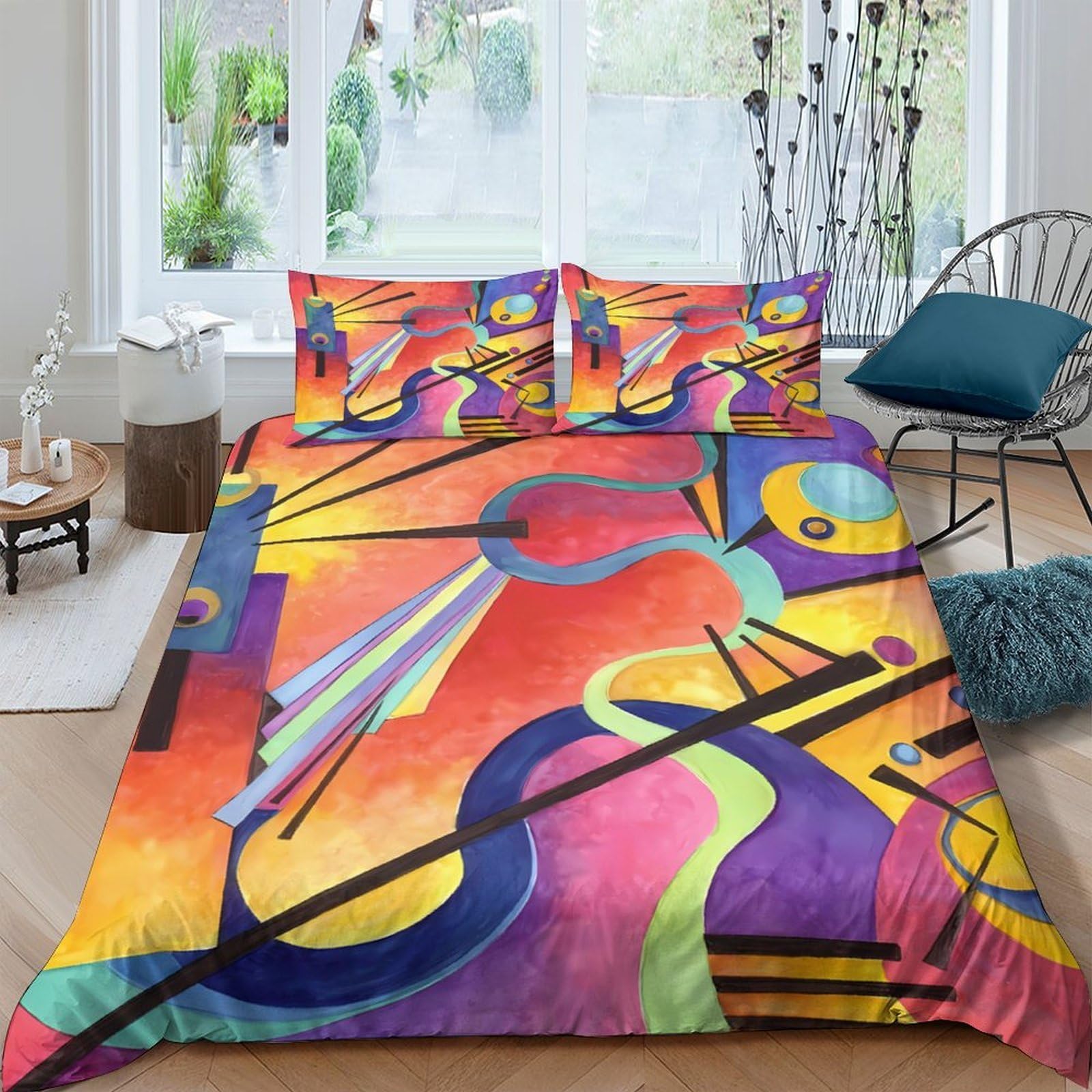 Unrxjzlvm Style-10 Vivid Abstract 3D Duvet Set Microfiber Teen Student Bedding