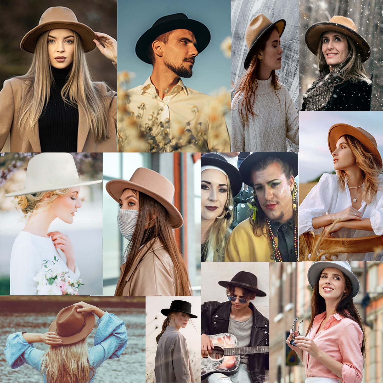 Cappello classico Fedora a tesa larga per donna uomo in feltro Panama Flat Top Jazz Cap con fascia rimovibile