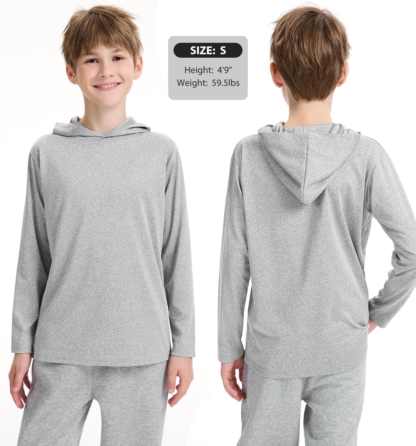 3 Pack Dry-Fit Youth Boys Long Sleeve Athletic Hoodie Sweatshirts Active Hooded Pullover Shirts for Teen Kids - Image 2