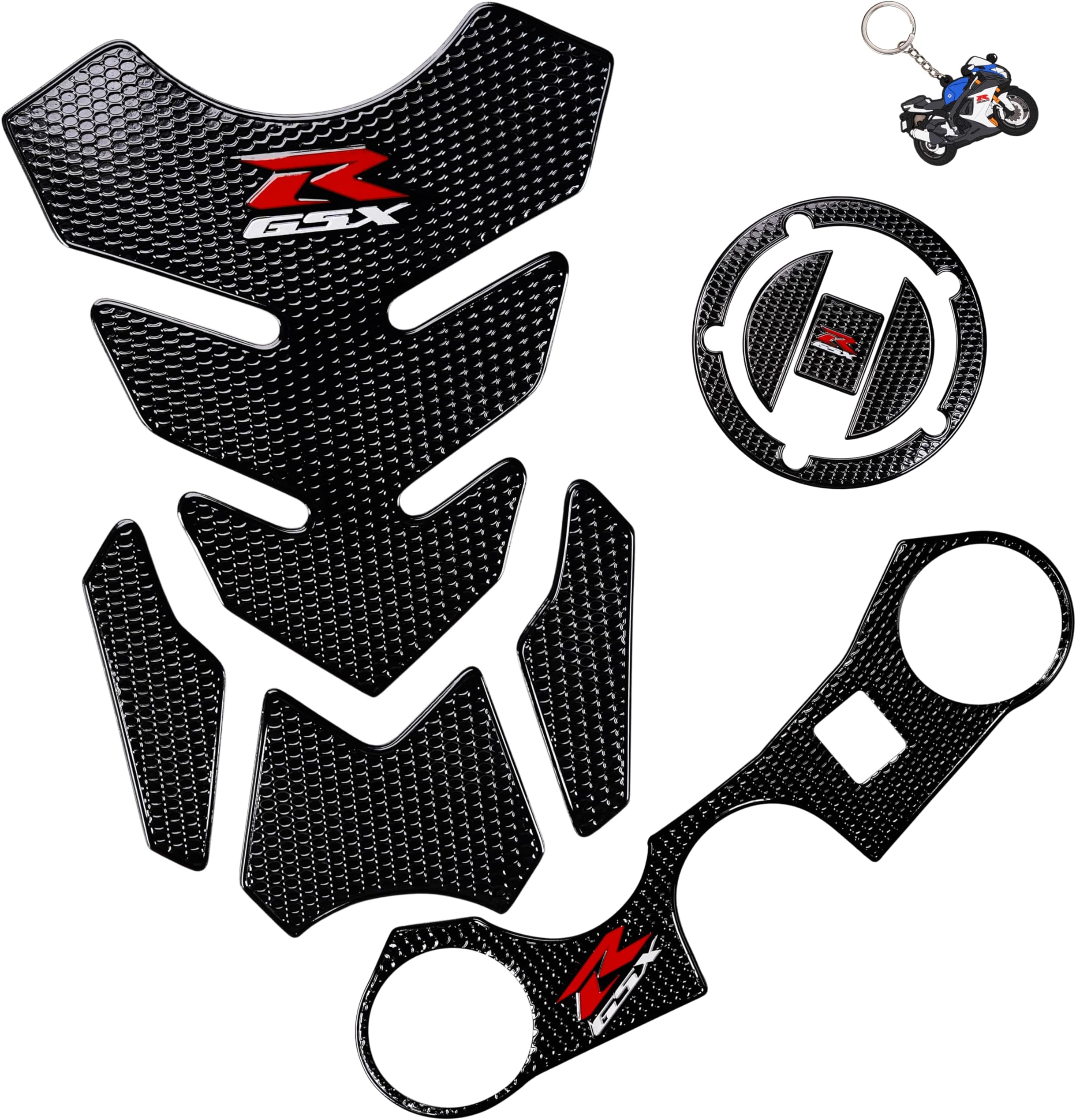 Motorcycle Sticker Protector Decal, Fuel Gas Cap, Tank Pad, Protector for GSXR600, GSXR750, GSXR1000 - 3 Pcs Per Set