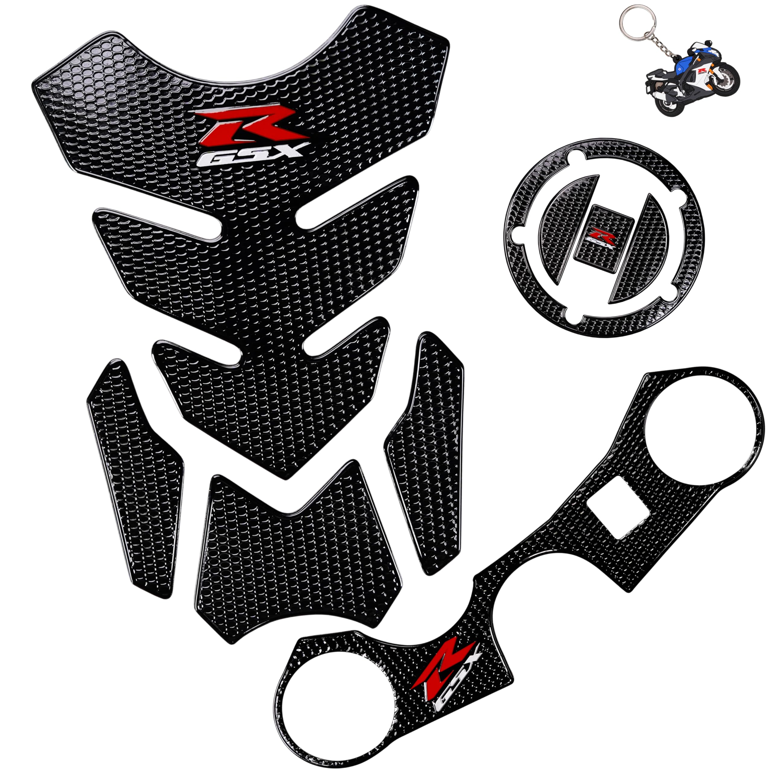 Motorcycle Sticker Protector Decal, Fuel Gas Cap, Tank Pad, Protector for GSXR600, GSXR750, GSXR1000 - 3 Pcs Per Set