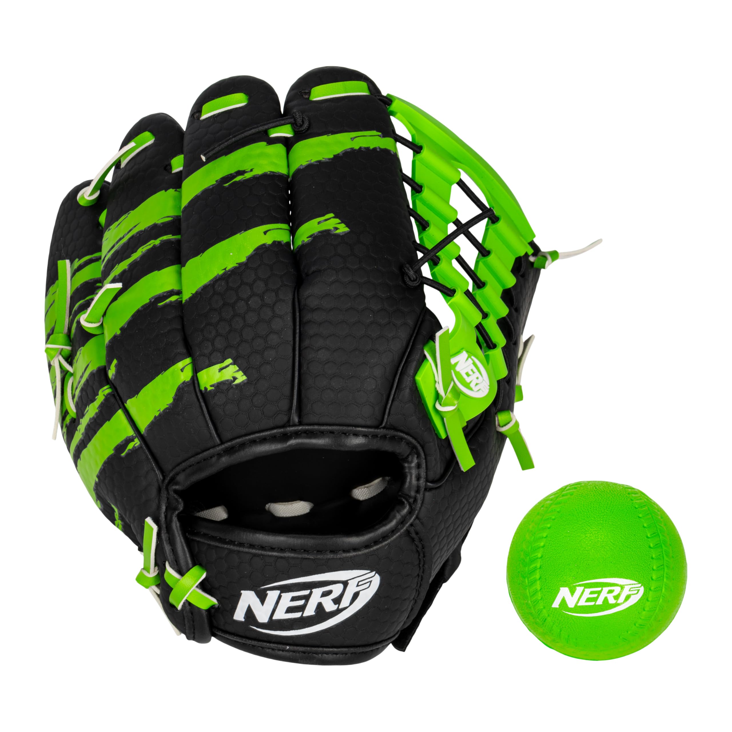 NERF Proshot Kids Teeball Glove + Ball Set - Youth Baseball Glove + Foam Ball - Boys + Girls Teeball Mitt Set - Adjustable Fit for Kids - Right Hand Throw - 8.5"