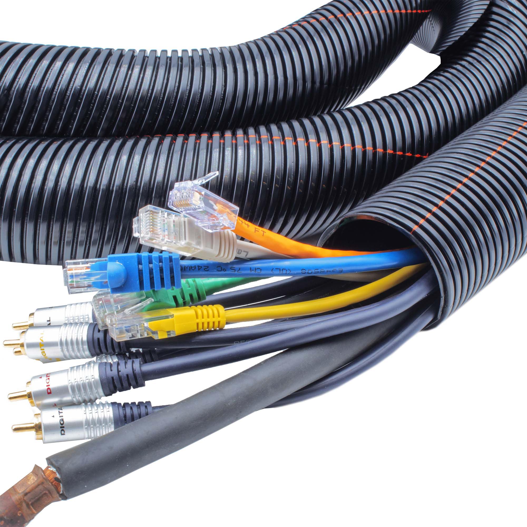 Electriduct 3,8 cm Langer Kabelschlauch, UV-bewertet, Nicht schlitzend, flammhemmend, Schwarz, 7,6 m