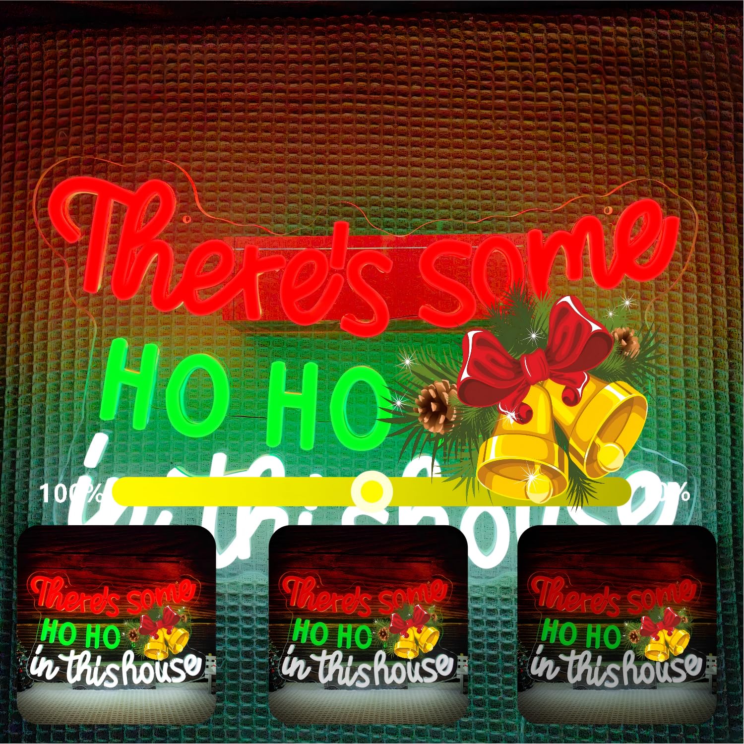 Letrero de neón de Navidad Ho, letrero LED de Navidad regulable con texto en inglés "There's Some Ho Ho Hos In This House", letrero de neón iluminado para regalo de Navidad, dormitorio, sala de estar