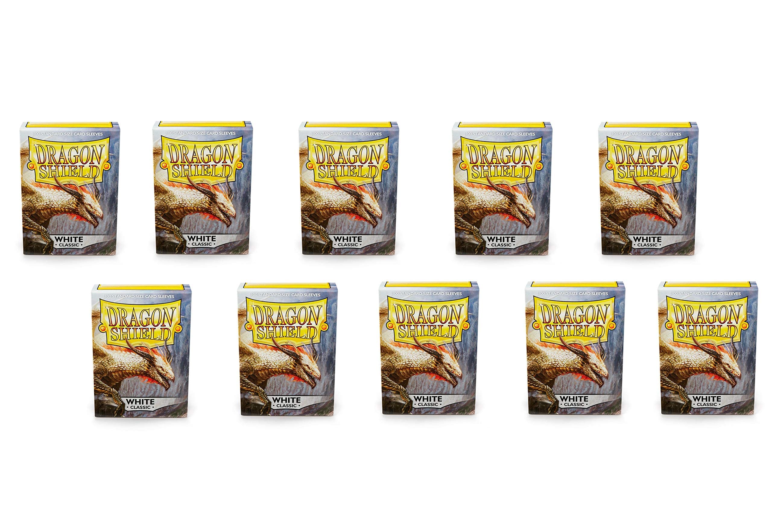 Dragon Shield Classic - Confezione da 10 custodie per carte di credito, formato standard, 100 ct, colore: Bianco