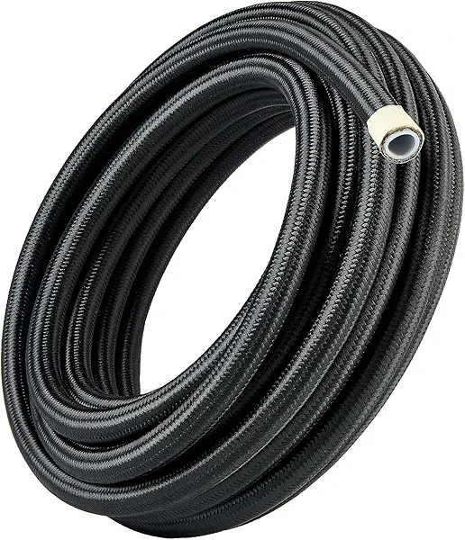 EVIL ENERGY 6AN PTFE Fuel Hose Line, AN6 Fuel Line E85 Nylon Braided 10FT Black 5/16 Inch ID