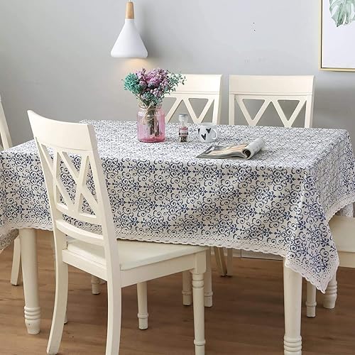 Miniatura 3 de LeLehome - Mantel de algodón con diseño de girasoles antiguos y florales, de algodón duradero con encaje, bordado, lavable, mantel para cena, picnic