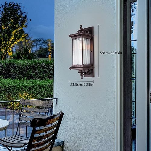 Miniatura 3 de HuaShuani Luces de pared al aire libre, lámparas exteriores para porche, luces de pared para patio, montaje en pared con pantalla de vidrio, IP65
