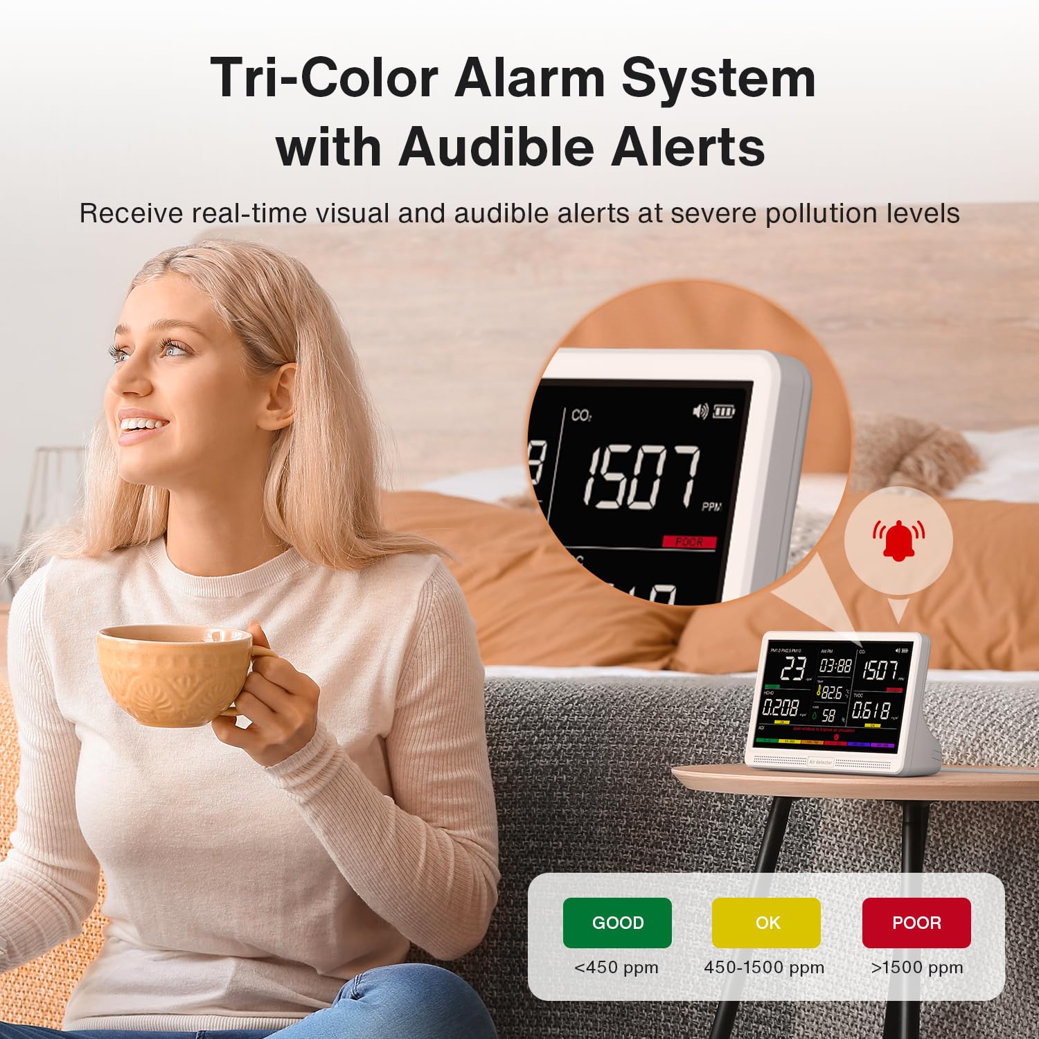 16 in 1 Air Quality Monitor Indoor 7" High-Precision Real-Time CO2 Monitor — Amazon image 5