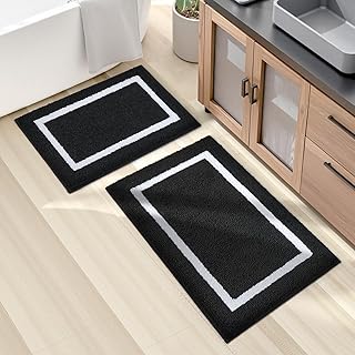 HOMEIDEAS Black and White Bathroom Rugs Sets 2 Piece, Super Soft and Abs...