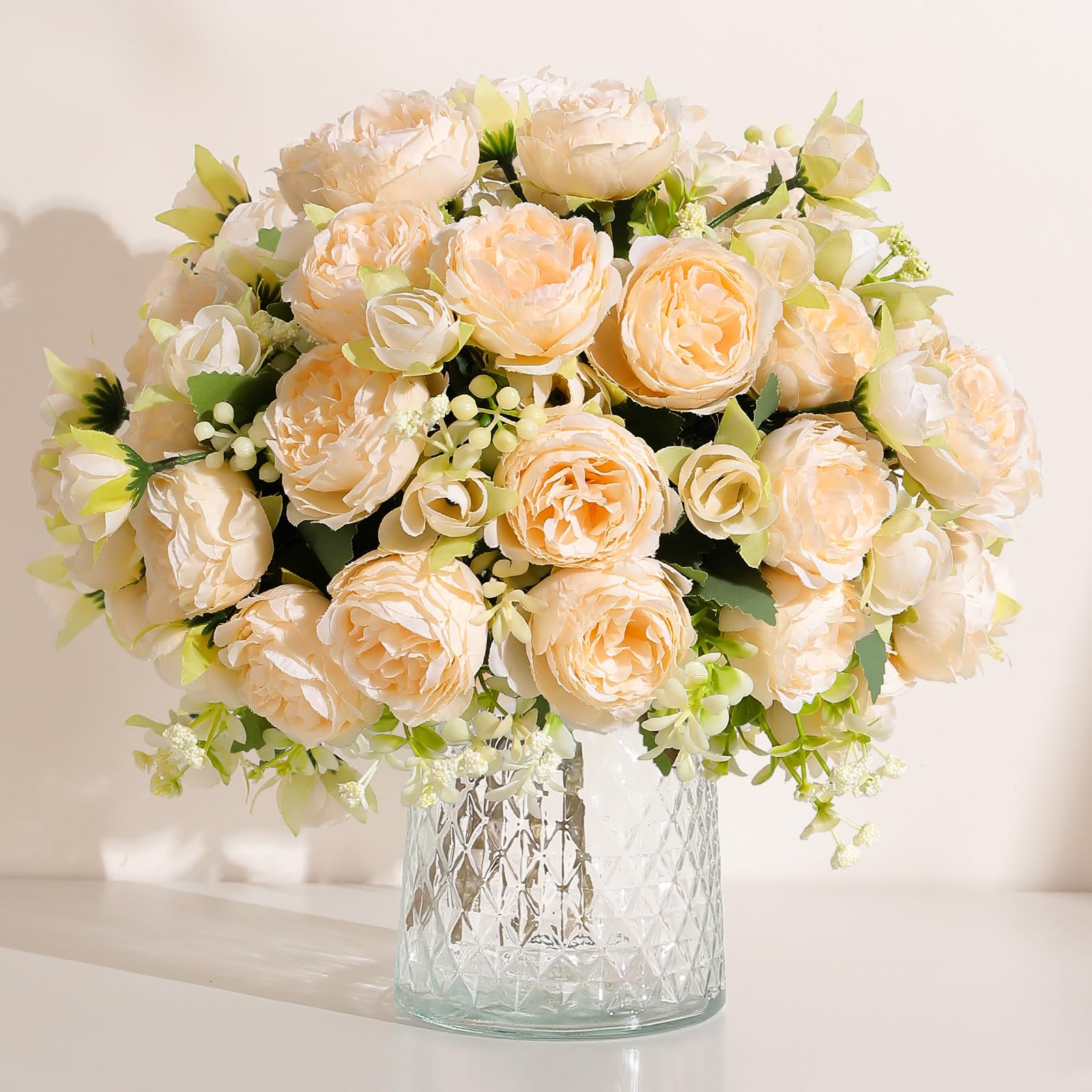 Peonies Artificial Flowers Fake Peony Silk Flower Centerpieces for Table (Luyue)