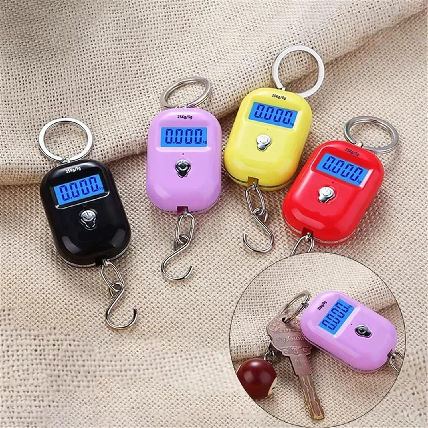 Luggage Weight Scale, 8pcs 25kg/5g Portable Hanging Scale Mini LCD Digital Scale for Fishing Luggage Travel Weighting Electronic Scale,Hand Scale(Black)