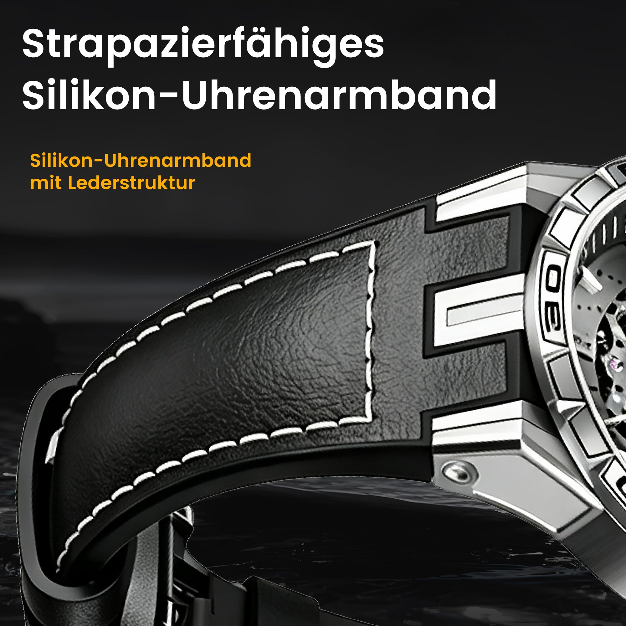 SOLLEN Skelett Uhren Herren Automatik,Mechanische Armbanduhren Herren,Klassische Minimalistische Herrenuhren Luxus,5ATM Wasserdicht Leuchtend Selbstaufzug Automatische Uhr als Geschenk für Männer