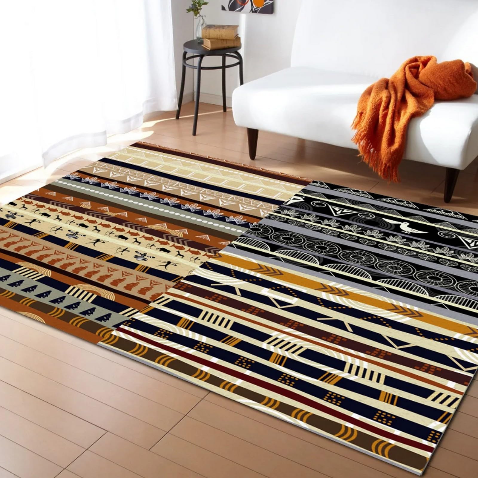 Tapis de chaise lavable antidérapant avec motif géométrique 3D moderne