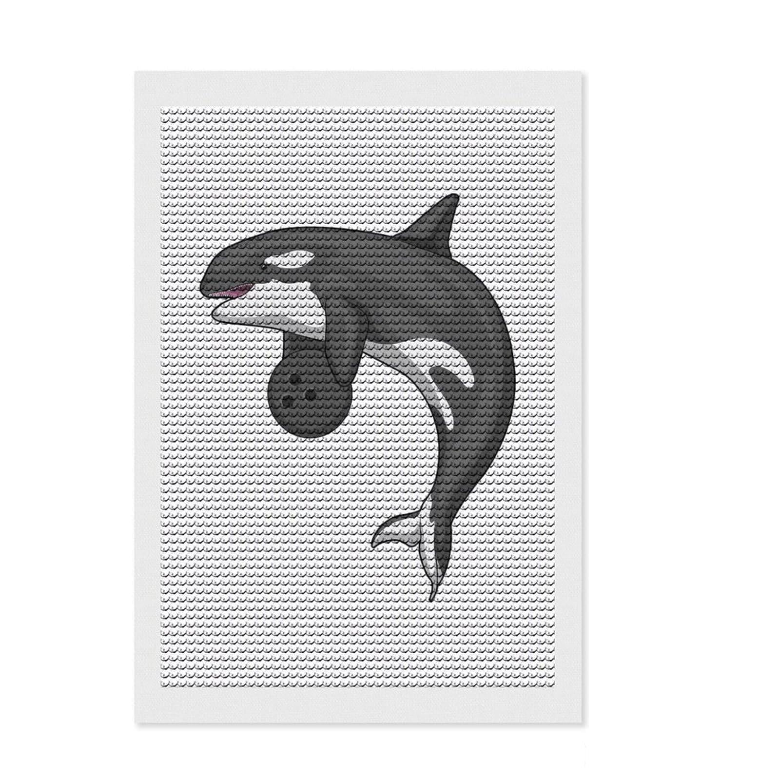 Junmoney Orca Bowling Bowling Ball Diamond Painting Set 8"x12", Printed Canvas, Finish and Display, Home Wall Decor, Gift Idea, Neat Printed Canvas