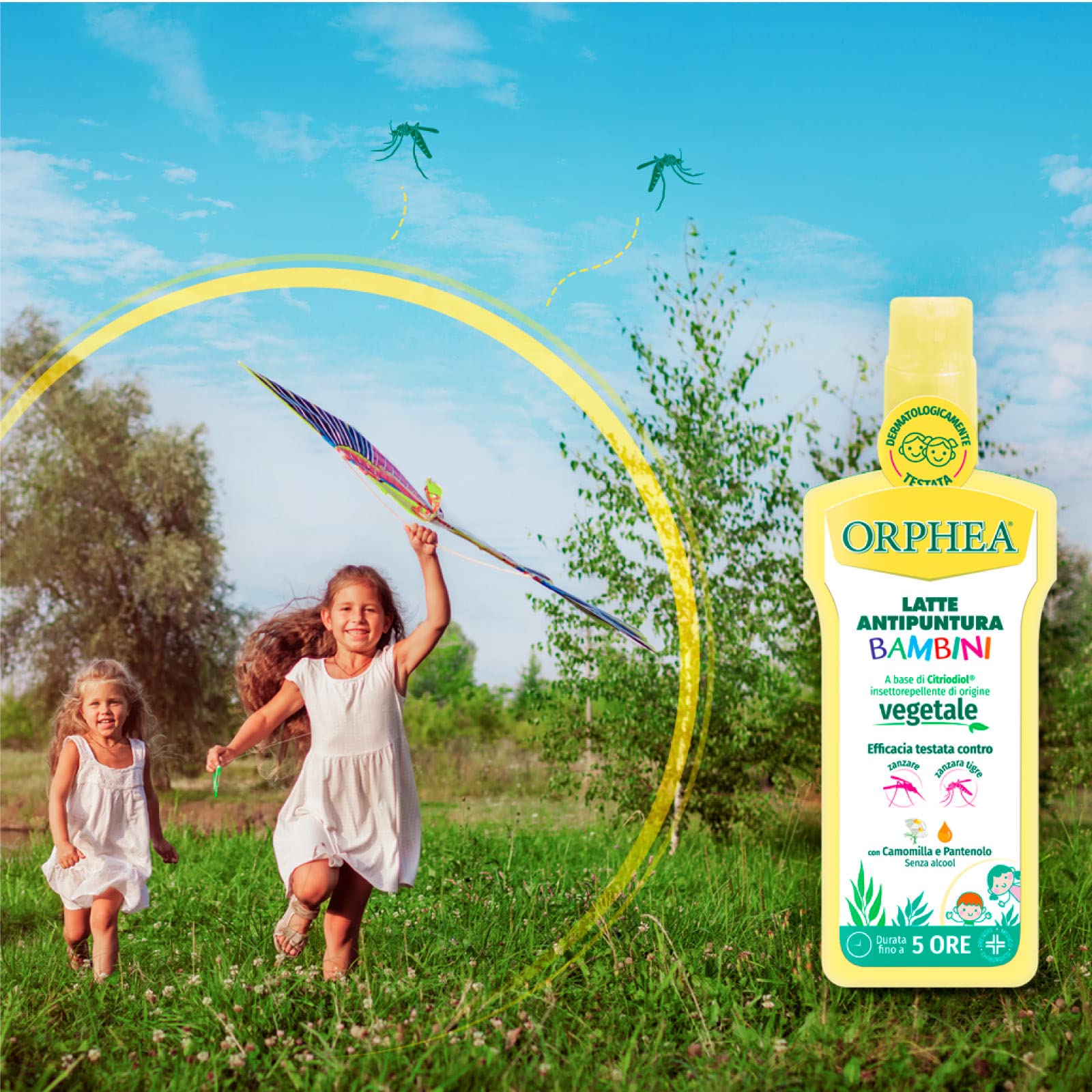 2x Orphea Latte Antipuntura Delicato Spray Repellente Anti Zanzare e Zanzara Tigre Insettorepellente per Bambini Durata 5 Ore - Flacone da 100ml