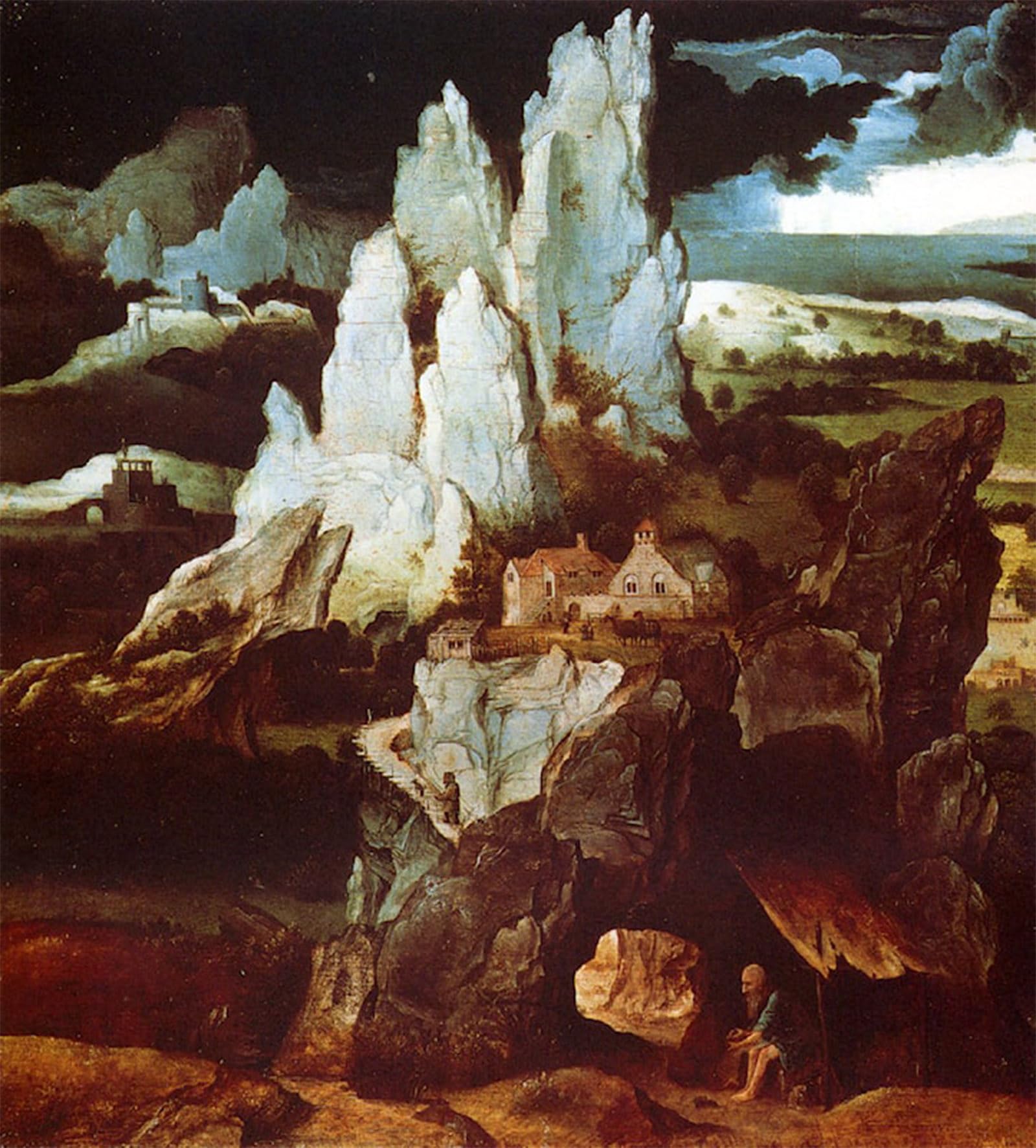 SERENDIPITP Abstract Painting Mural Print Picture Wall Decor Painting St. in a Rocky Landscape by Joachim Patenier Vintage Wall Artwork for Home Decor 60x90cm
