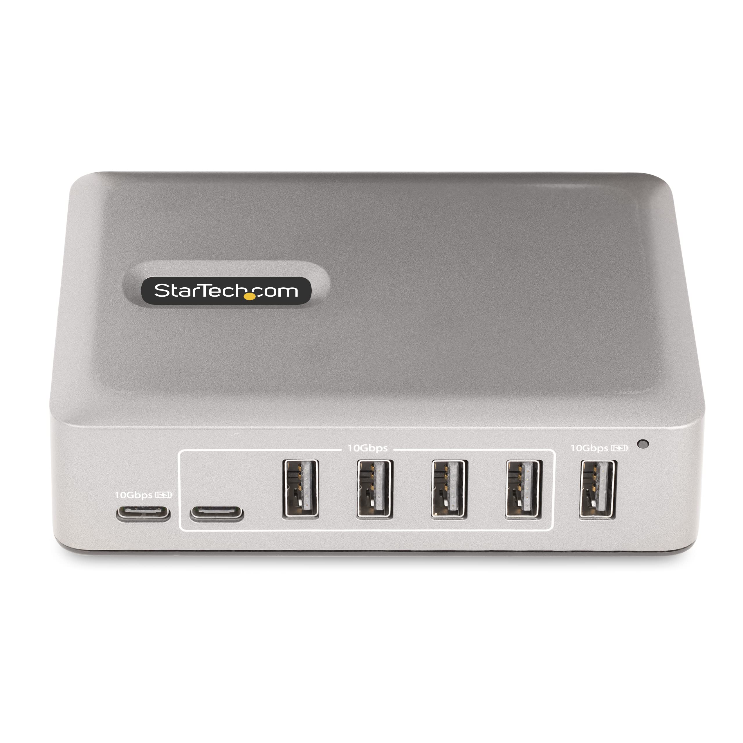 StarTech.com 7-portowy koncentrator USB-C - 5 x USB-A/2 x USB-C - samoczynnie zasilany z zasilaczem 65 W - USB 3.1 10 Gb/s, koncentrator USB do komputera stacjonarnego/laptopa z kablem blokującym z certyfikatem USB-IF - rozdzielacz USB C (10G5A2CS-USB-C-H