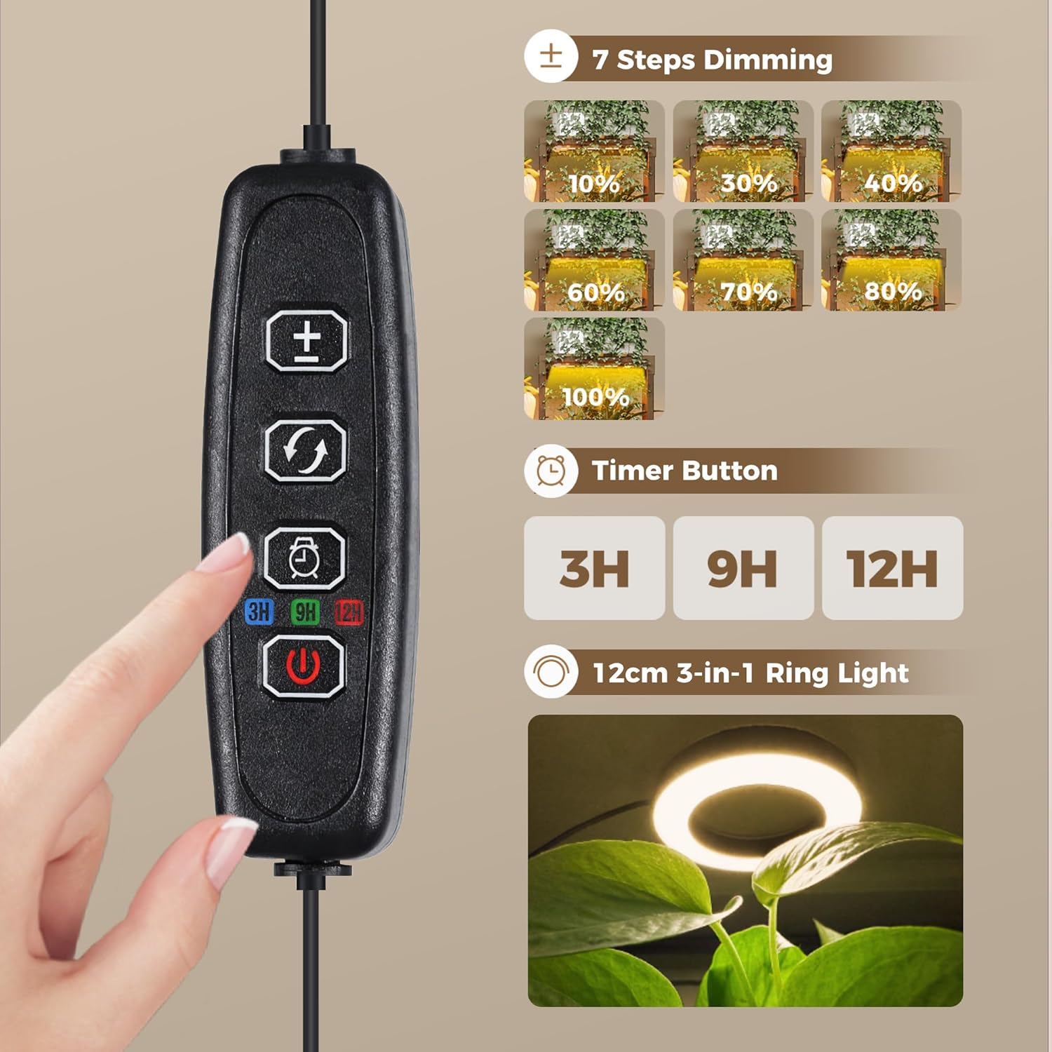 Bamworld Plant Stand with Grow Lights Indoor Plant Stand Tall Metal Wood Plant Shelf Outdoor Corner Plant Stands Indoor Plant Table Rack 5 Tier Tier Plant Stand Garden Accessories for Living Room Balcony Patio