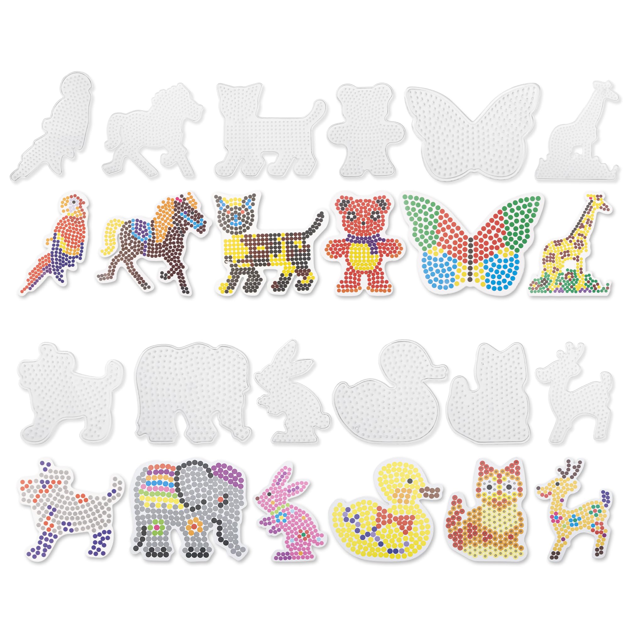 12 PCS 5mm Fuse Beads Boards Animal Shape Clear Plastic Fuse Beads Pegboards for Kids DIY Craft Bead