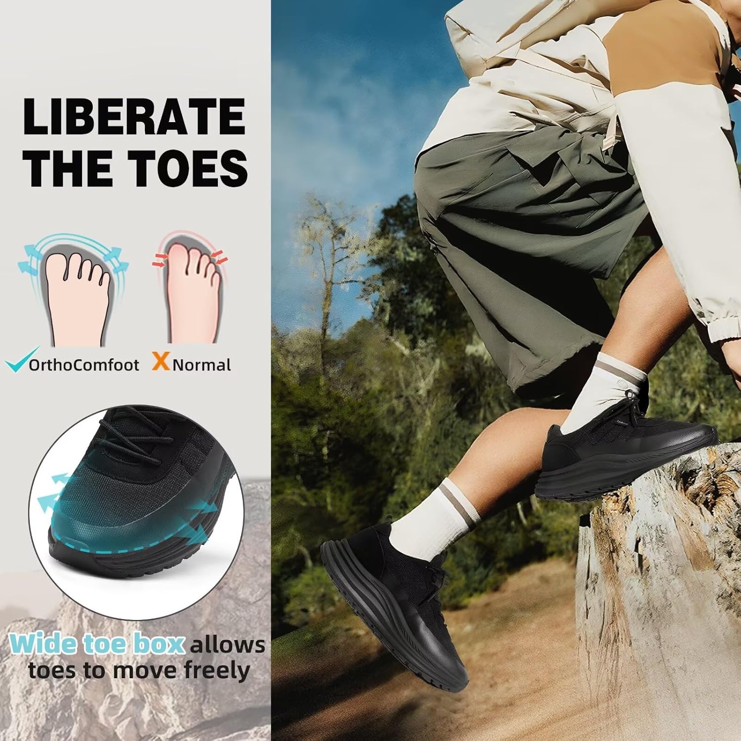 OrthoComfoot Men's Wide Orthopedic Plantar Fasciitis Shoes: Comfortable High Arch Support Trail Running Shoes for Walking & Hiking, Orthotic Tennis Sneakers Relief Flat Feet, Feet Pain - Image 8