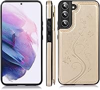 Vista 4 de Asuwish Glaxay S22 - Funda para Samsung Galaxy S22 5G con protector de pantalla de vidrio templado, soporte de cuero con tarjetero, doble cierre