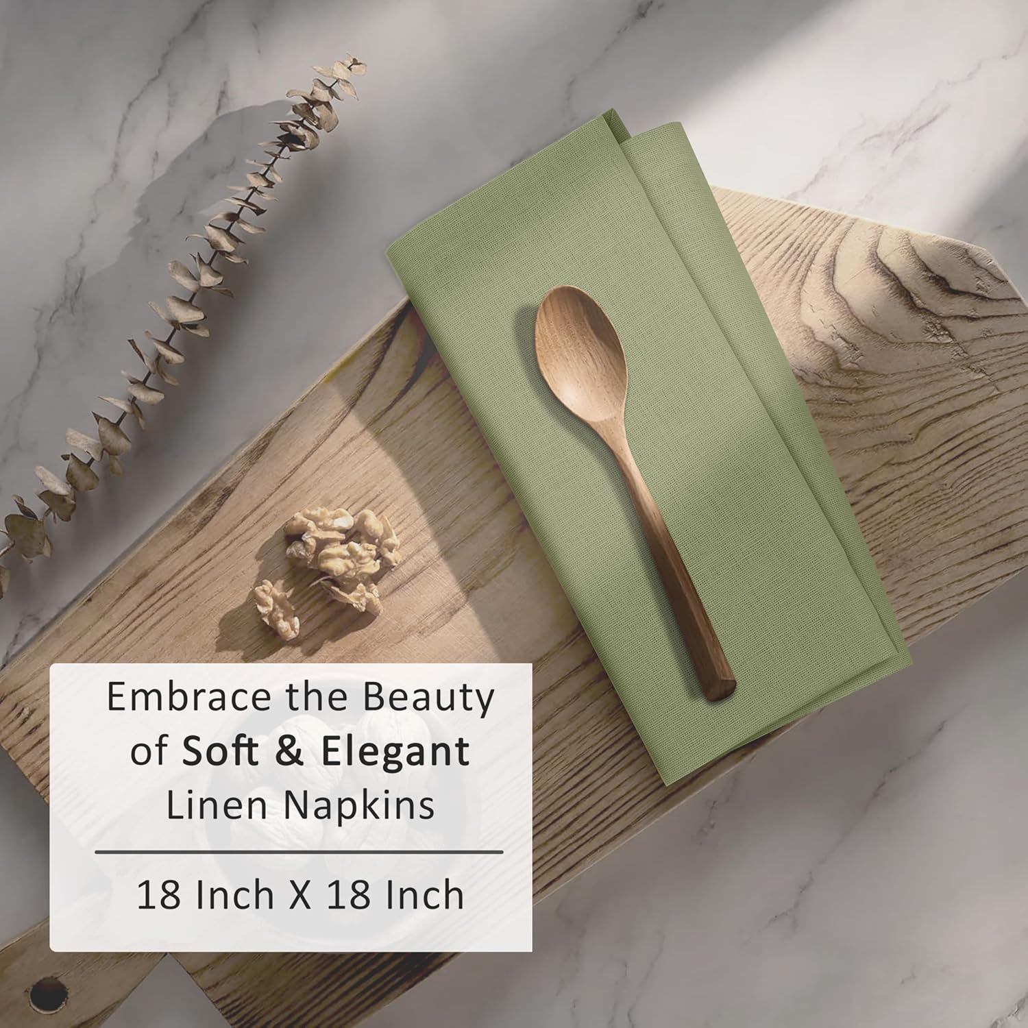 Ruvanti Linen Napkins Set of 12, 18x18 Cloth Napkins, Cotton Linen Blend Napkins Cloth Washable, Soft, Reusable Dinner Napkins for Wedding, Parties, Christmas, Thanksgiving, Everyday Use-MartiniOlive