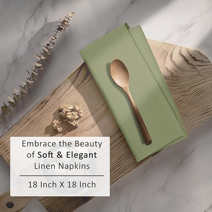 Set de 12 Servilletas de Tela RUVANTI 18x18, Mezcla Algodón Lino - Martini Olive miniatura 5