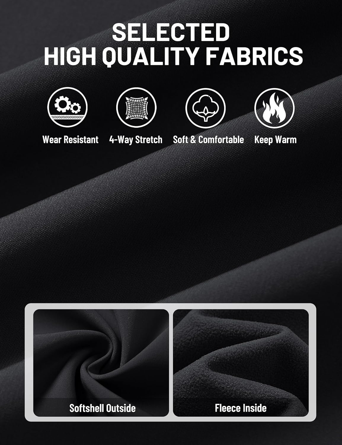 TACVASEN Men's Windproof Lightweight Vest Waterproof with Pockets Softshell Sleeveless Fleece Jacket for Hiking Golf