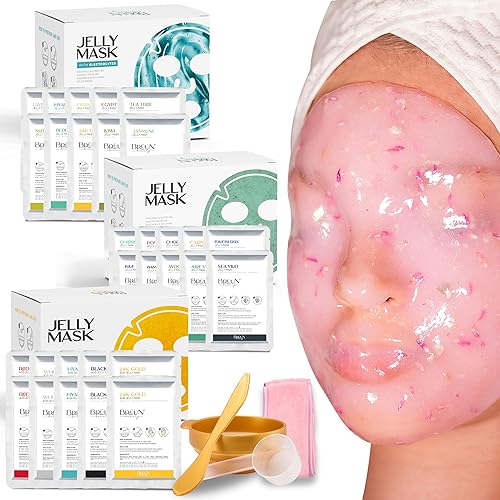 BRÜUN Paquete de 24 mascarillas de gelatina diferentes sabores de tratamiento, juego de spa de goma para despegar 30 máscaras para adolescentes,