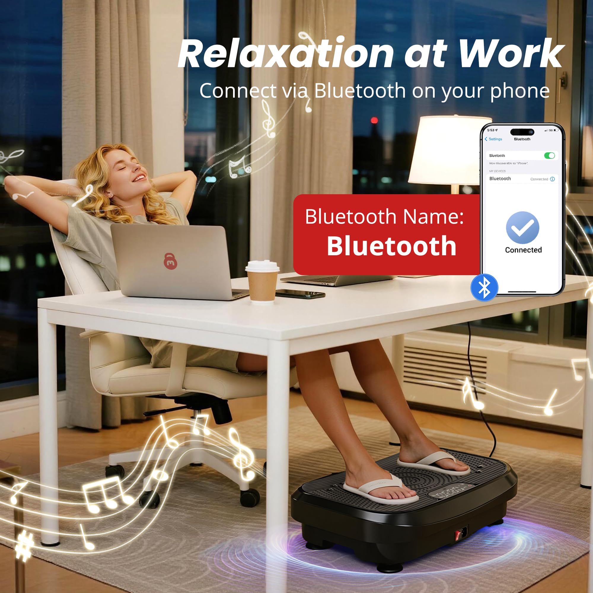 MOMODA Plateforme de Vibration Machine d'Exercice, 120 Vitesses Réglables, Vibrateur Corps Entier Perte de Poids