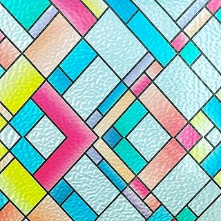 Window Film Privacy Classy Colorful Glazed Tiles Stained Glass Sliding D...