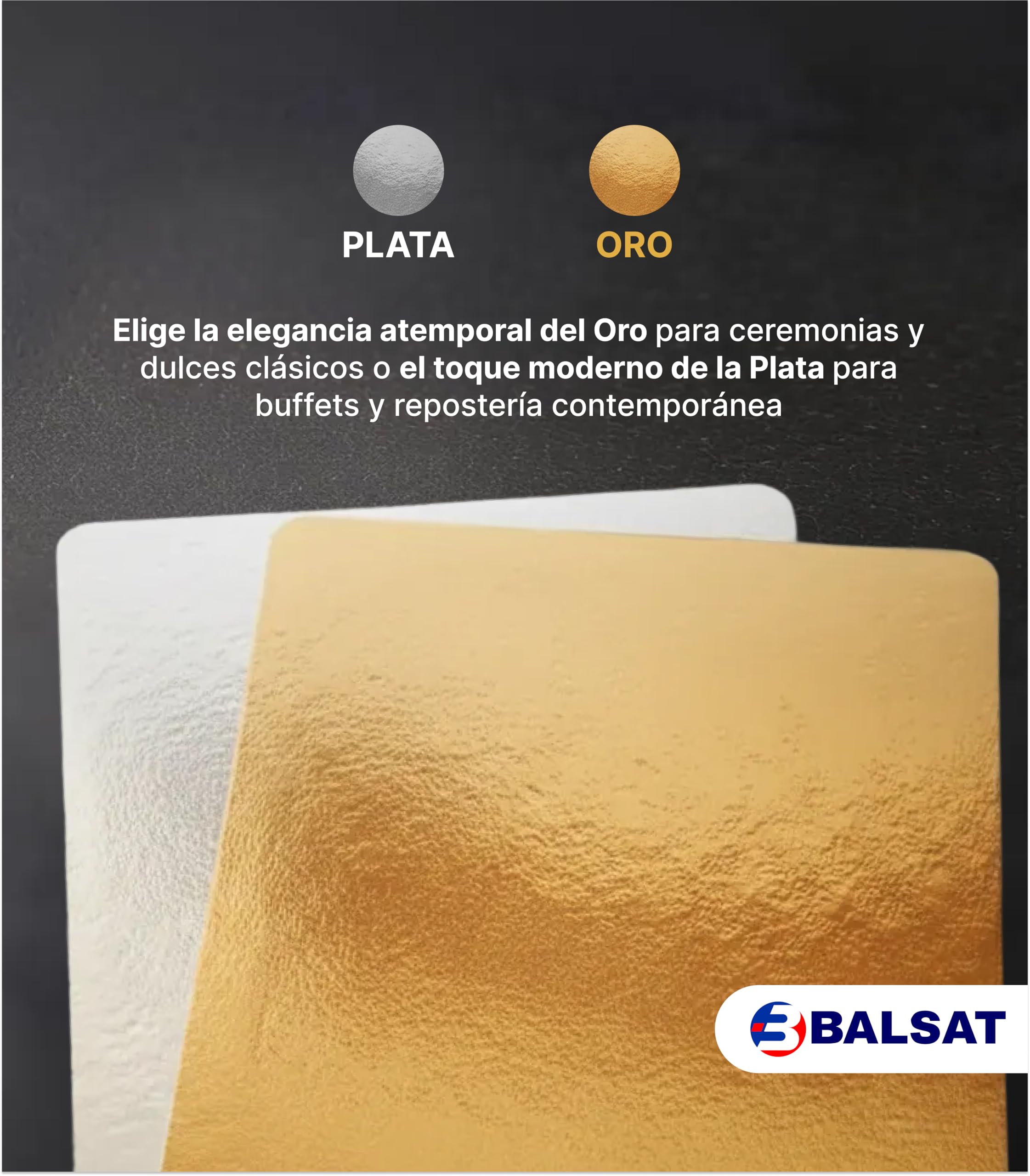 BALSAT Paletinas Cartón Reversibles Plata/Oro 15x21, 20x21 y 25x21 cm – Presentación de Embutidos, Salmón y Alimentos – Rígidas para Bolsa Alimentaria y Envasado al Vacío – Pack 100 Unidades (15x21) - 2